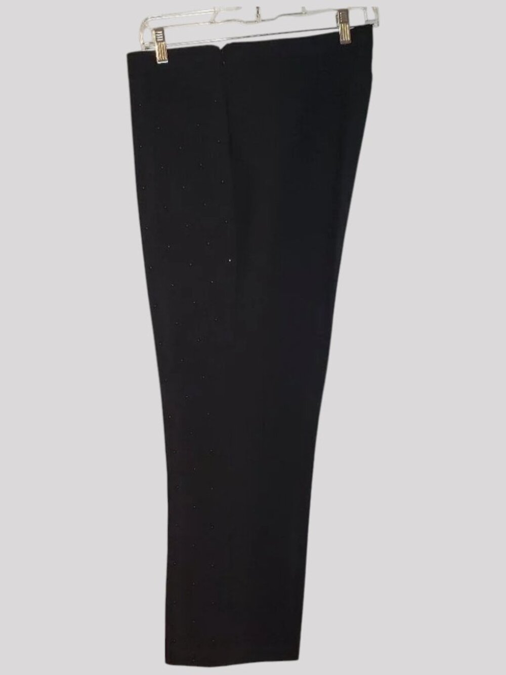 Akris Punto Sz14 Black Raised Dot Black Pintuck Stretch Cropped Dress Pants